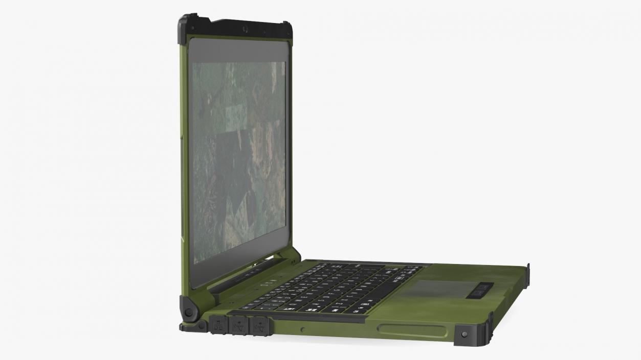 3D Soldier Holding Rugged Laptop Mildef RS13