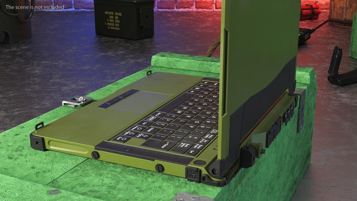 3D Soldier Holding Rugged Laptop Mildef RS13