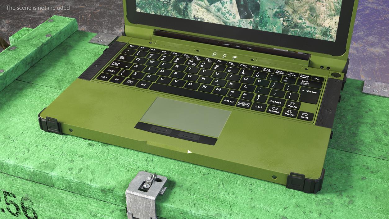 3D Soldier Holding Rugged Laptop Mildef RS13