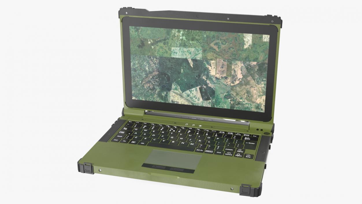 3D Soldier Holding Rugged Laptop Mildef RS13