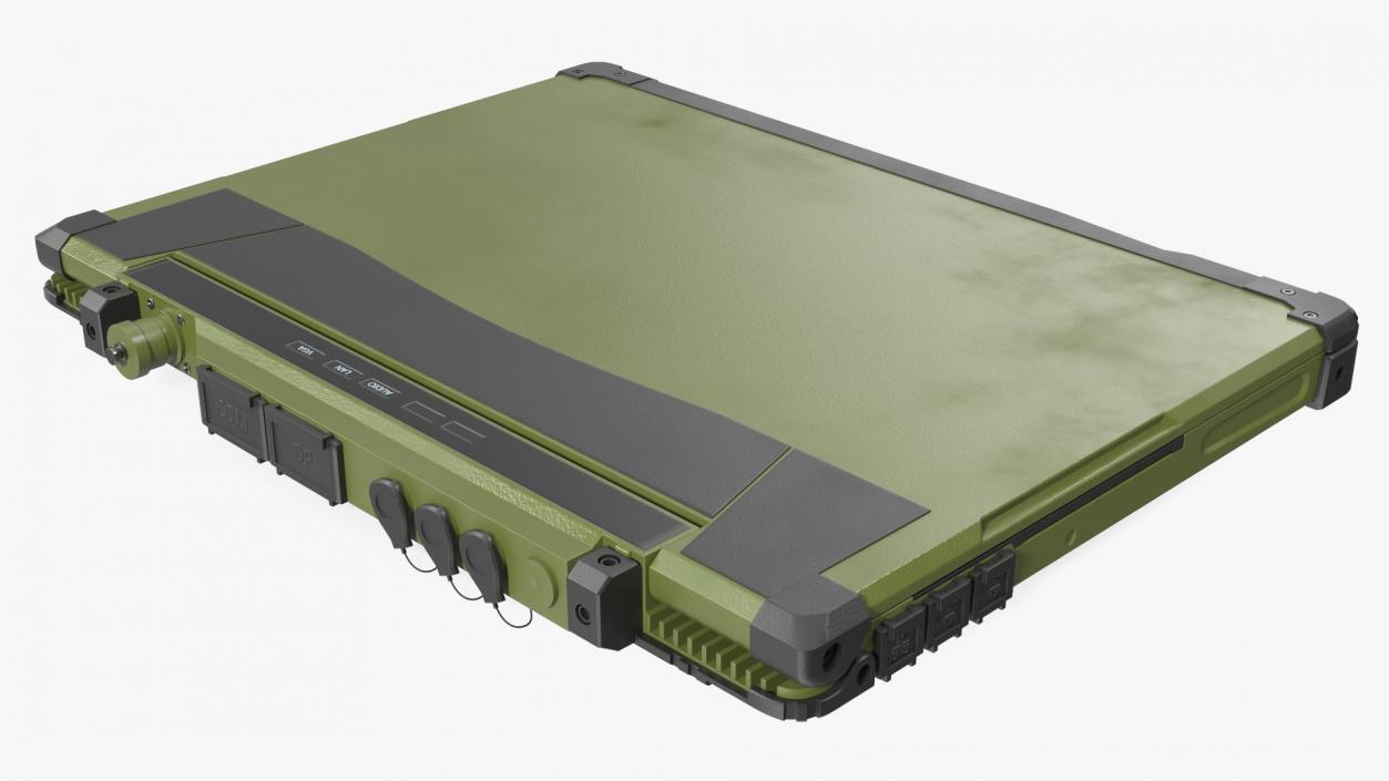 3D Soldier Holding Rugged Laptop Mildef RS13