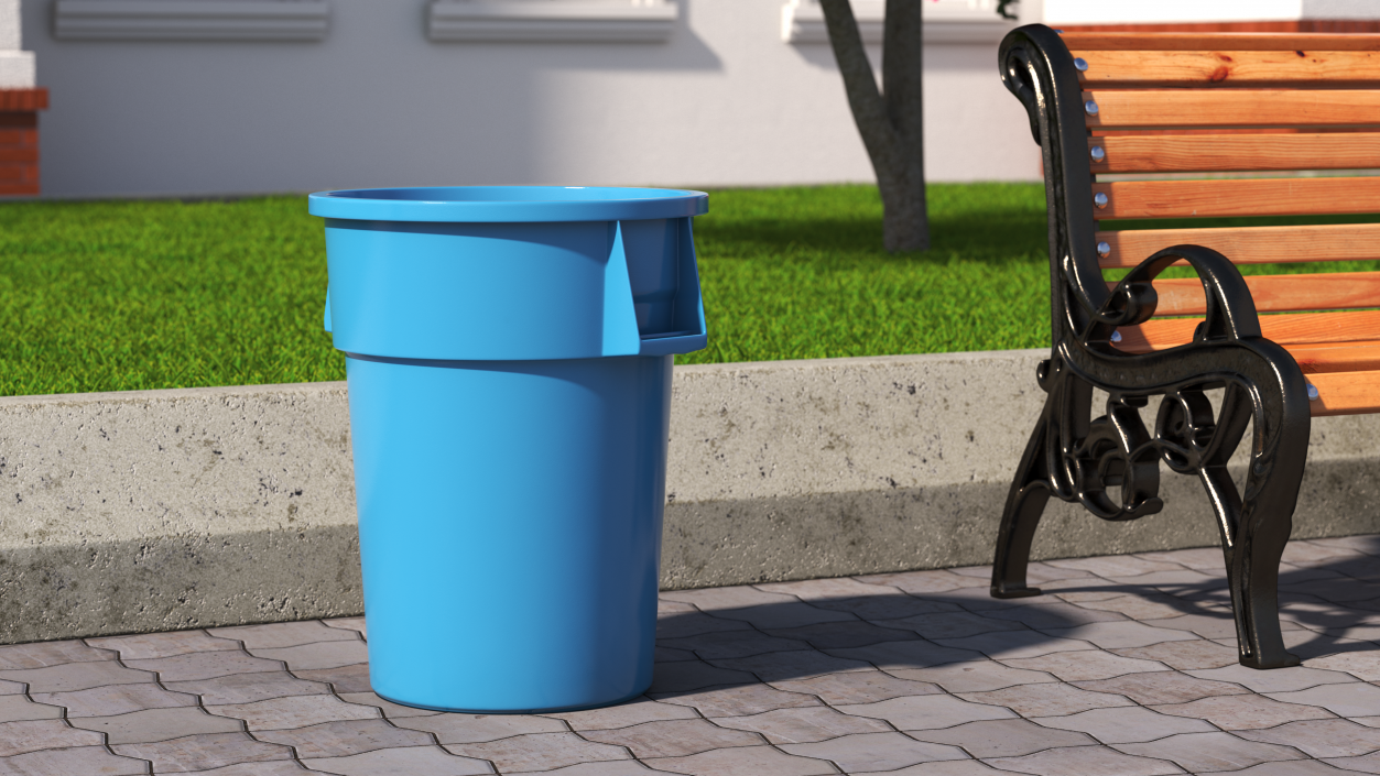 Round Trash Garbage Can Bin 3D