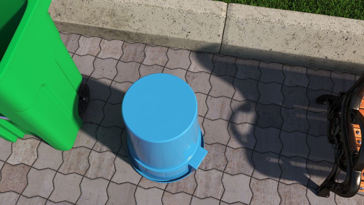 Round Trash Garbage Can Bin 3D