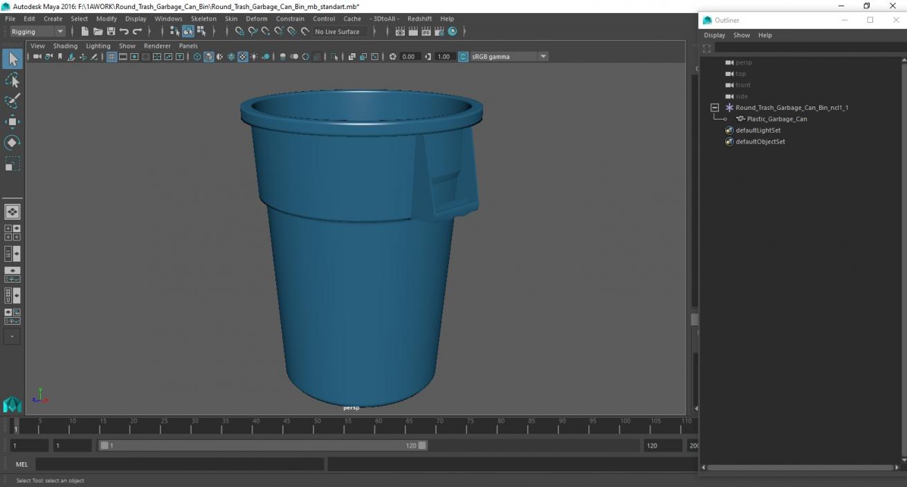 Round Trash Garbage Can Bin 3D