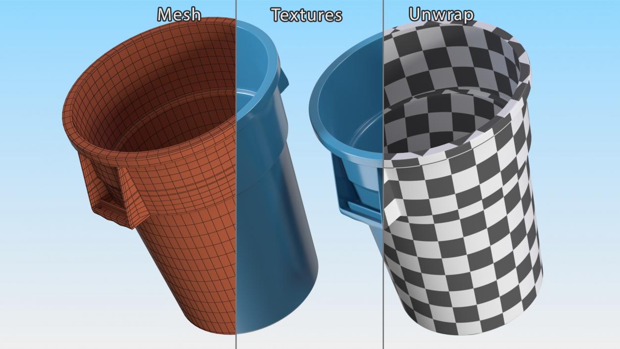 Round Trash Garbage Can Bin 3D