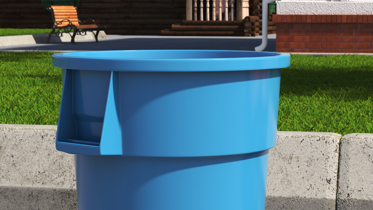 Round Trash Garbage Can Bin 3D