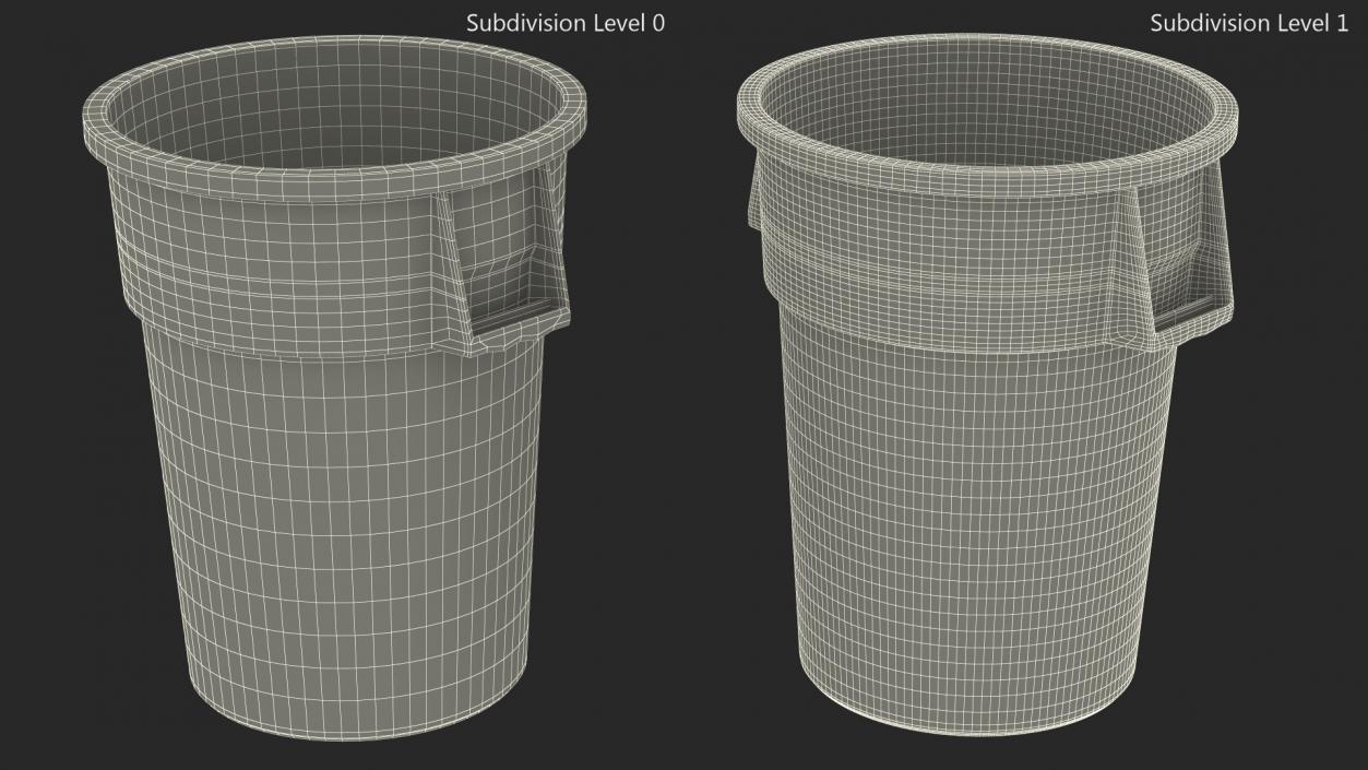 Round Trash Garbage Can Bin 3D