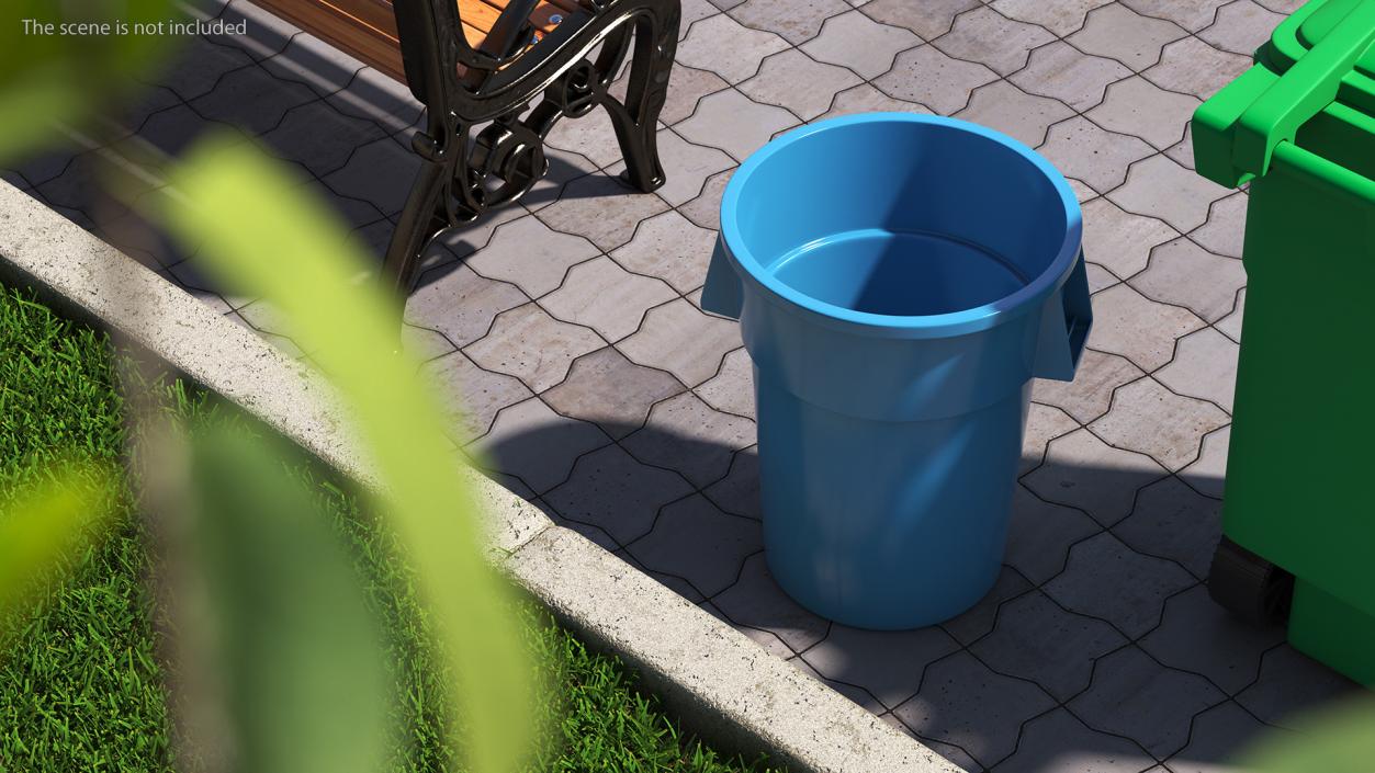 Round Trash Garbage Can Bin 3D