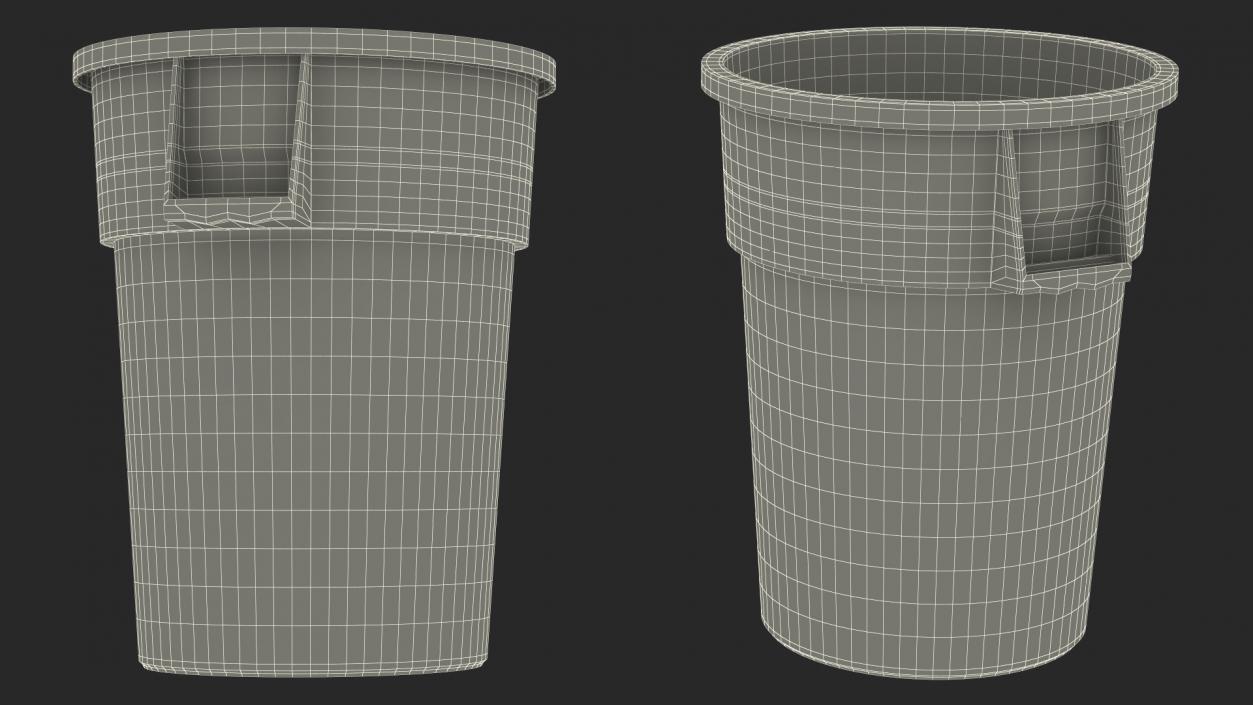 Round Trash Garbage Can Bin 3D