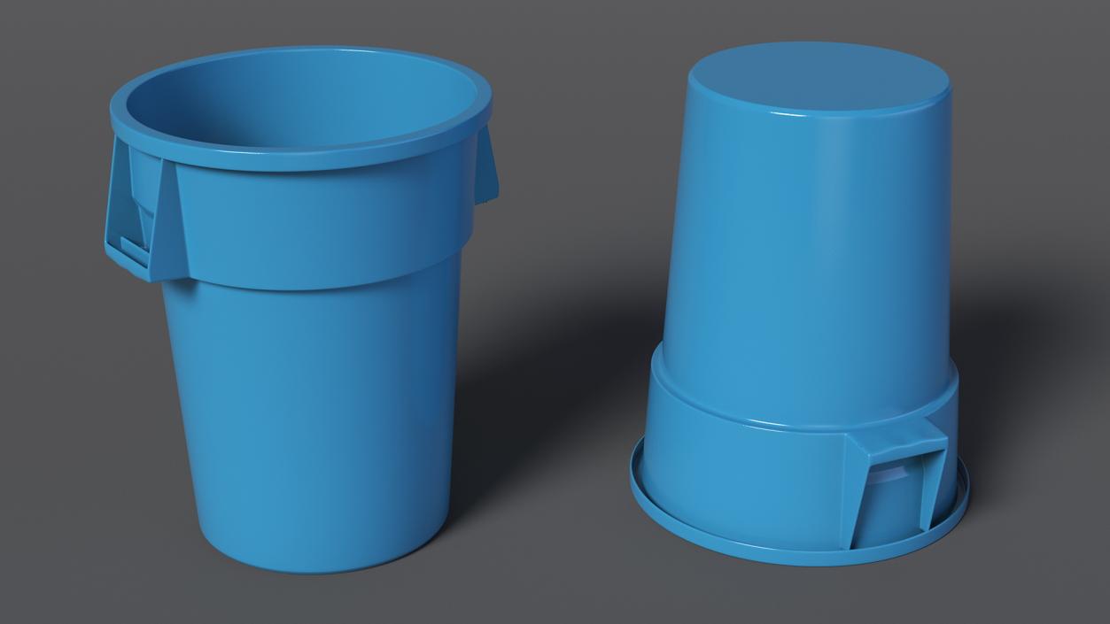 Round Trash Garbage Can Bin 3D