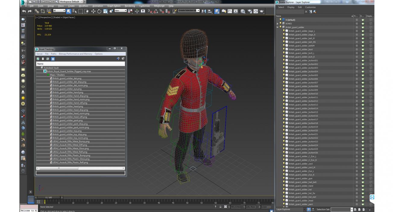 British Royal Guard Soldier Rigged 3D model