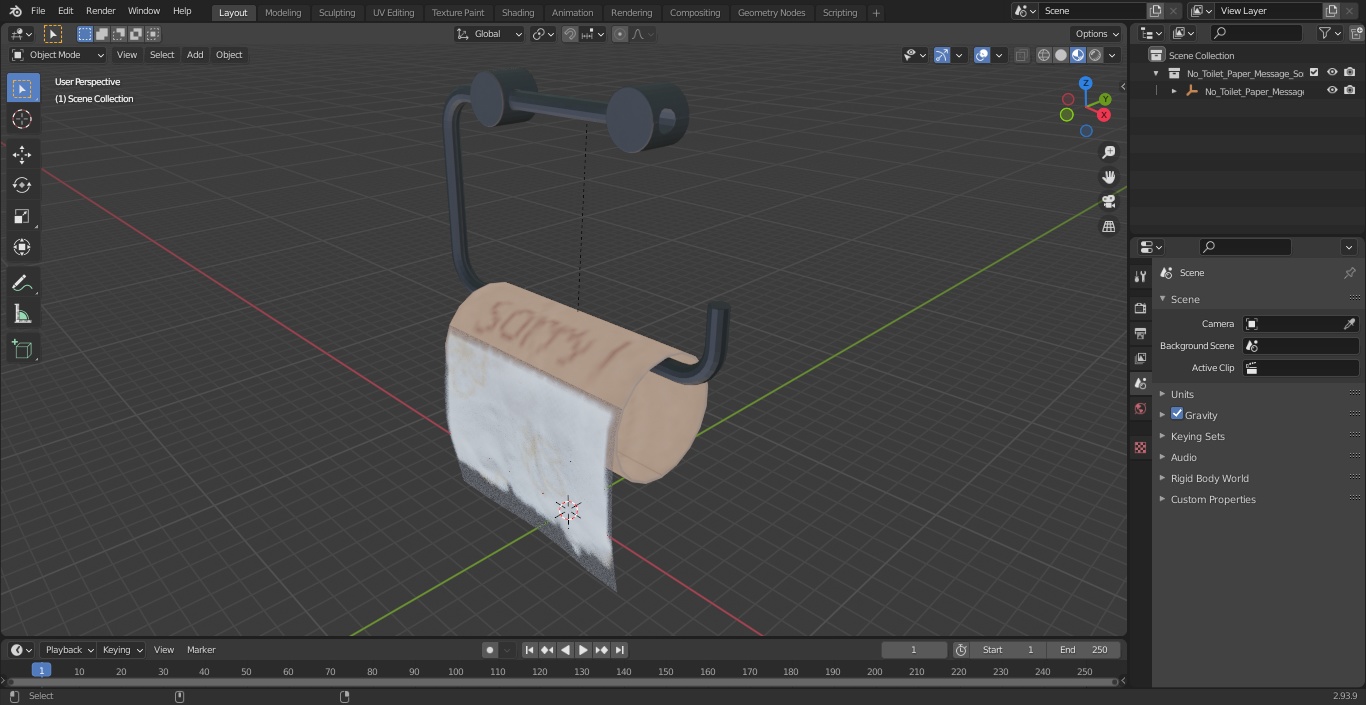 No Toilet Paper Message Sorry 3D model