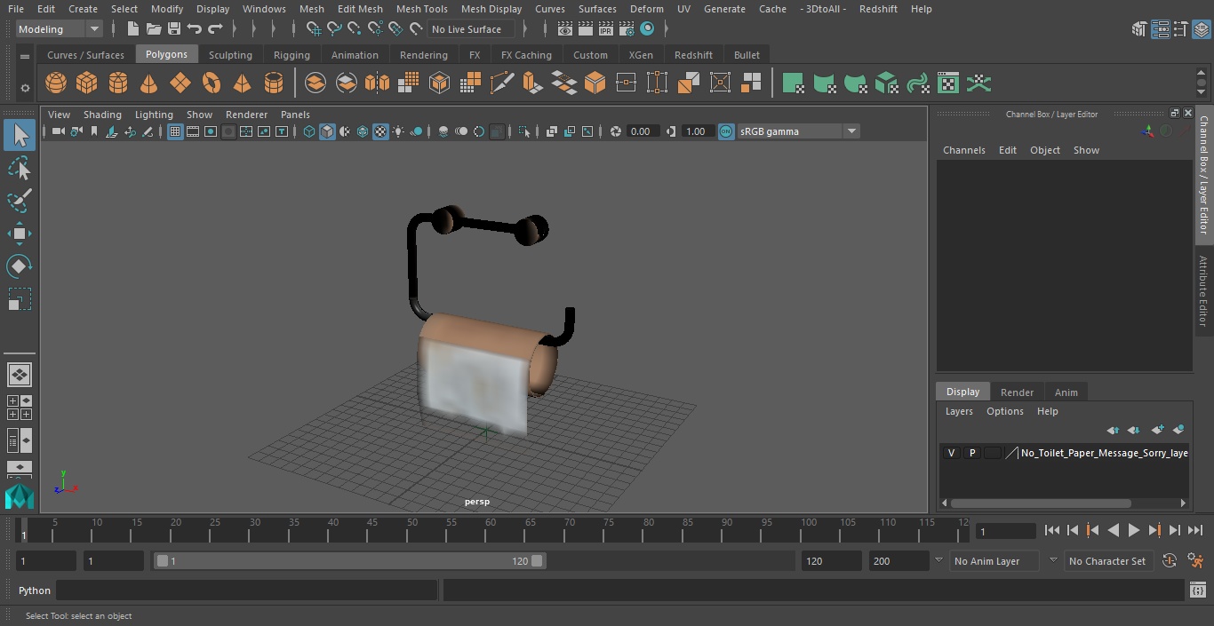 No Toilet Paper Message Sorry 3D model