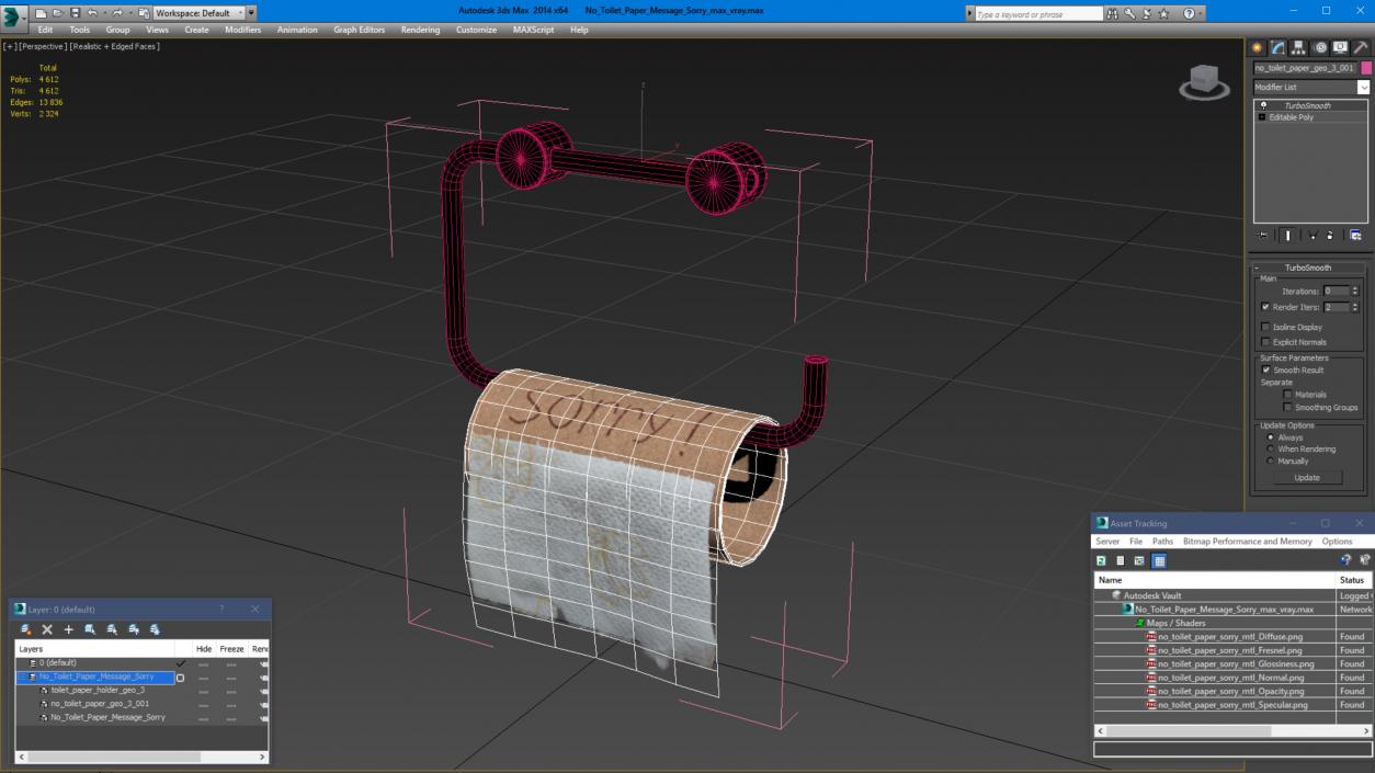 No Toilet Paper Message Sorry 3D model