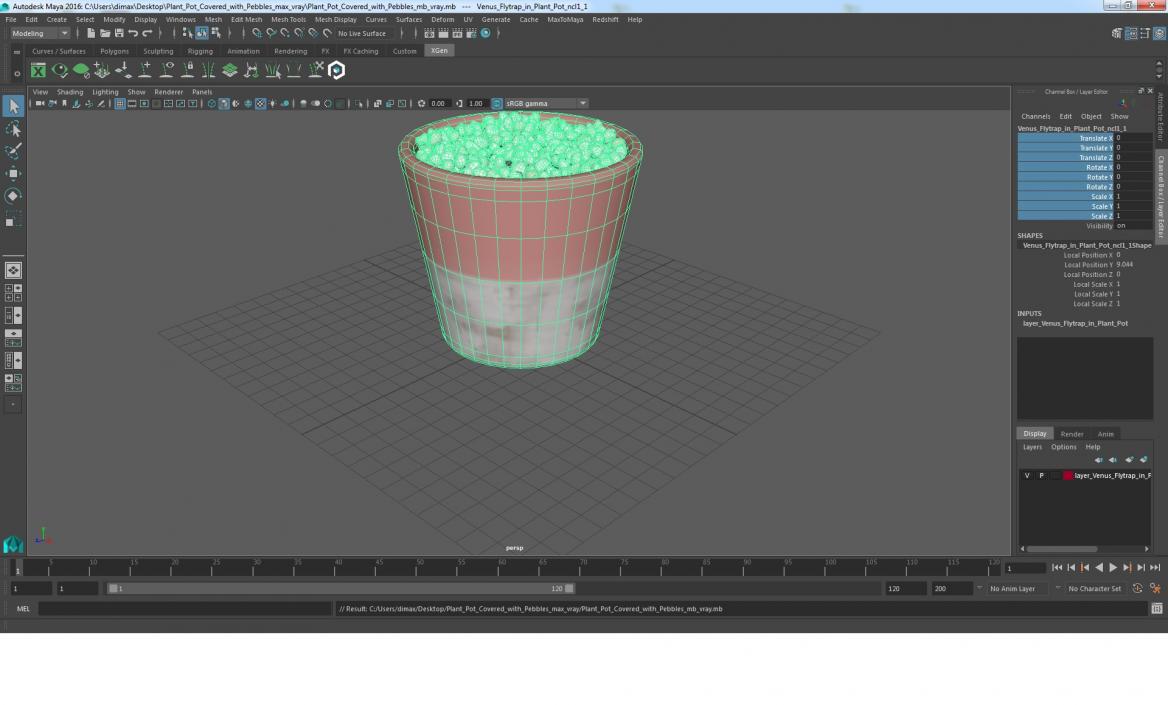 3D model Plant Pot Covered with Pebbles