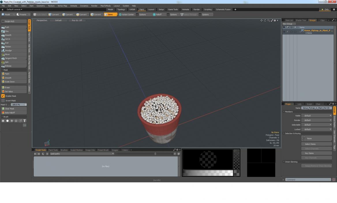 3D model Plant Pot Covered with Pebbles