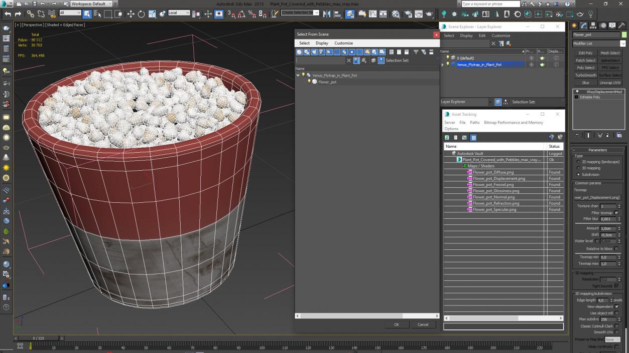 3D model Plant Pot Covered with Pebbles