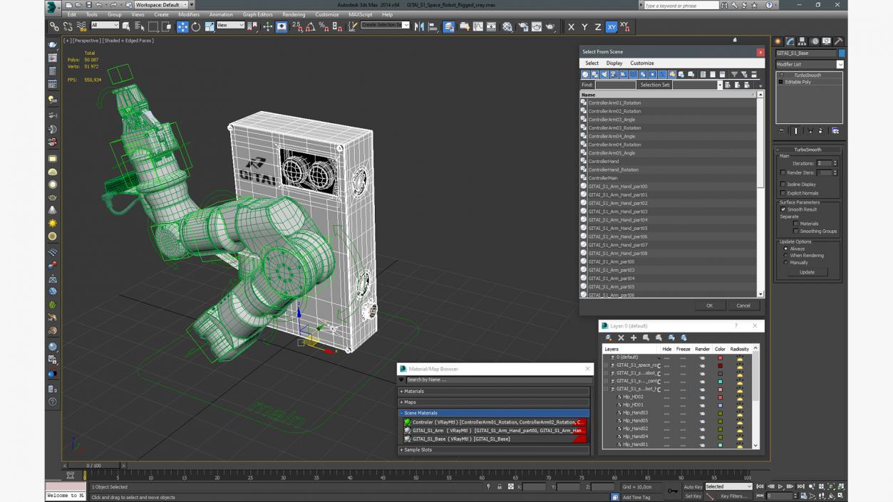 3D GITAI S1 Space Robot Rigged for Maya