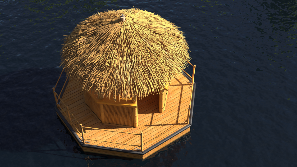 Floating Tiki Bar Boat 3D