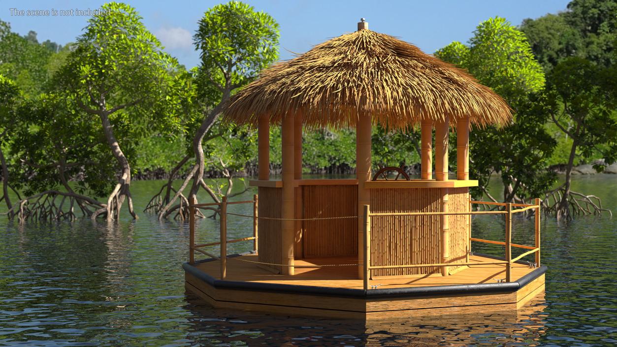 Floating Tiki Bar Boat 3D