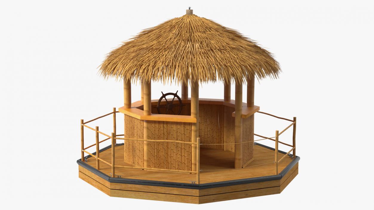 Floating Tiki Bar Boat 3D