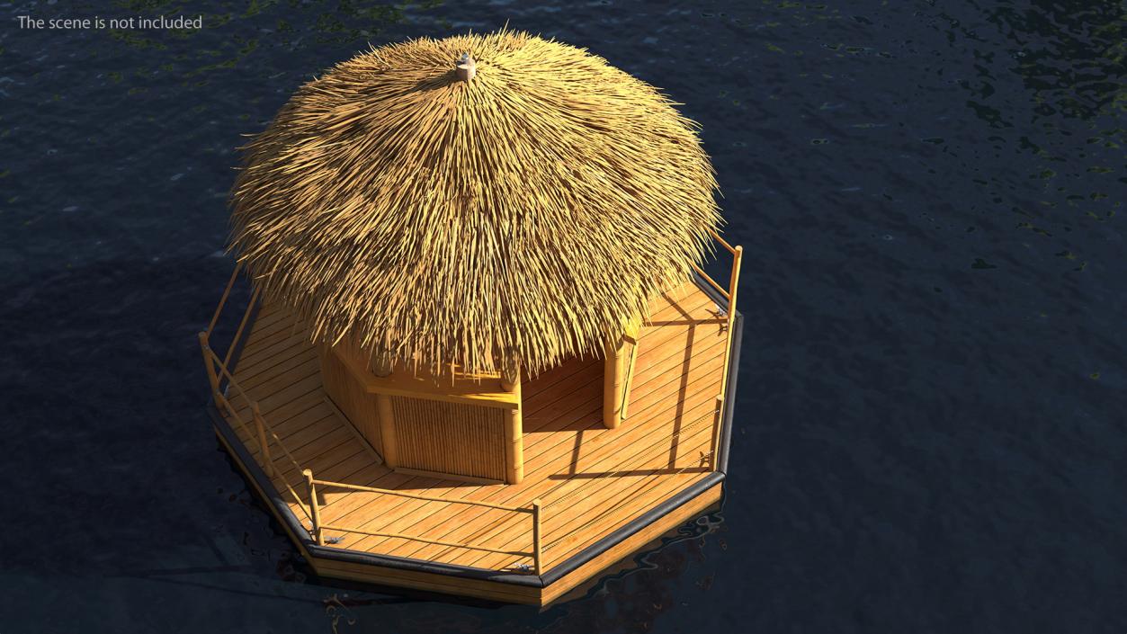 Floating Tiki Bar Boat 3D