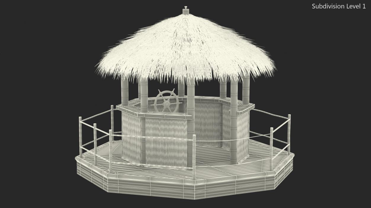 Floating Tiki Bar Boat 3D