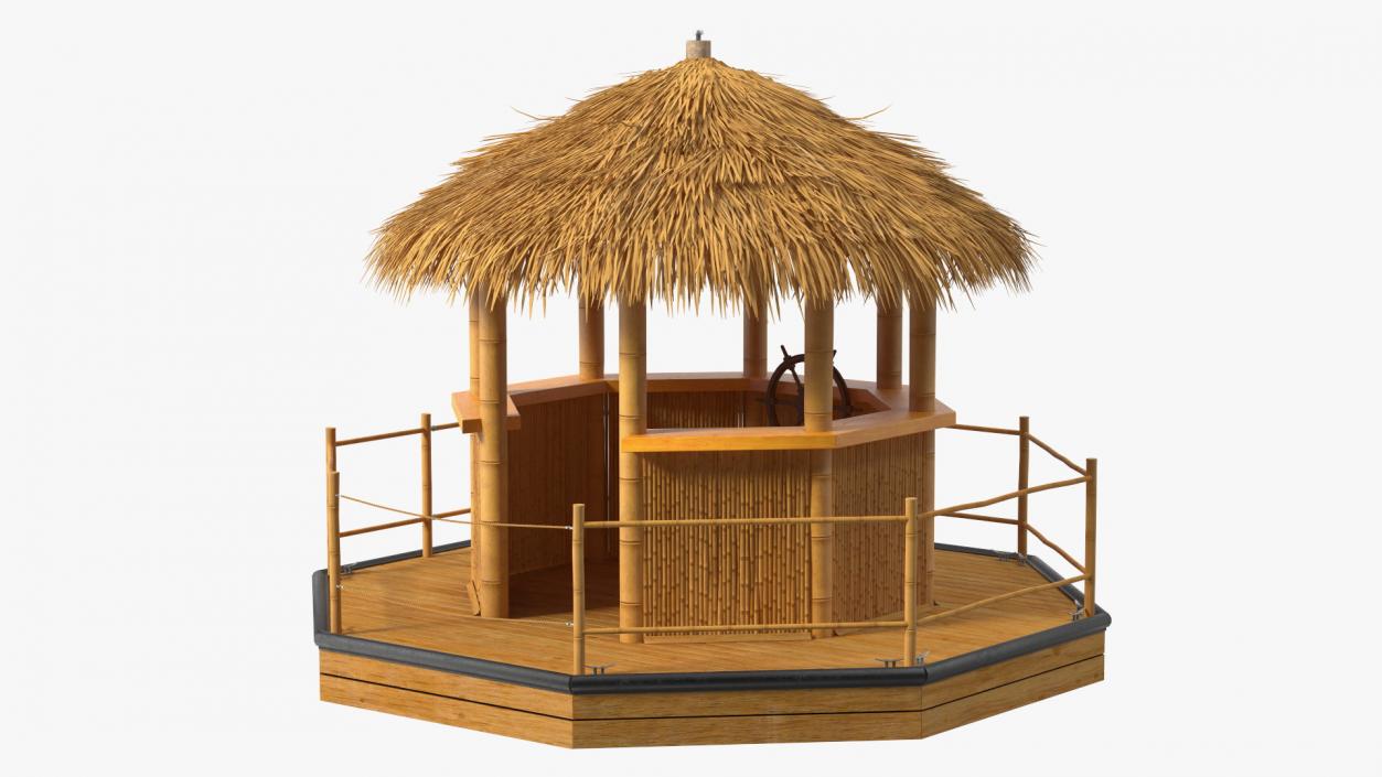 Floating Tiki Bar Boat 3D