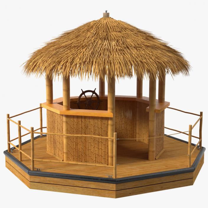 Floating Tiki Bar Boat 3D