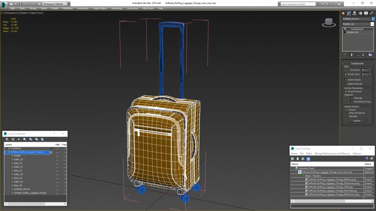 3D Softside Rolling Luggage Orange