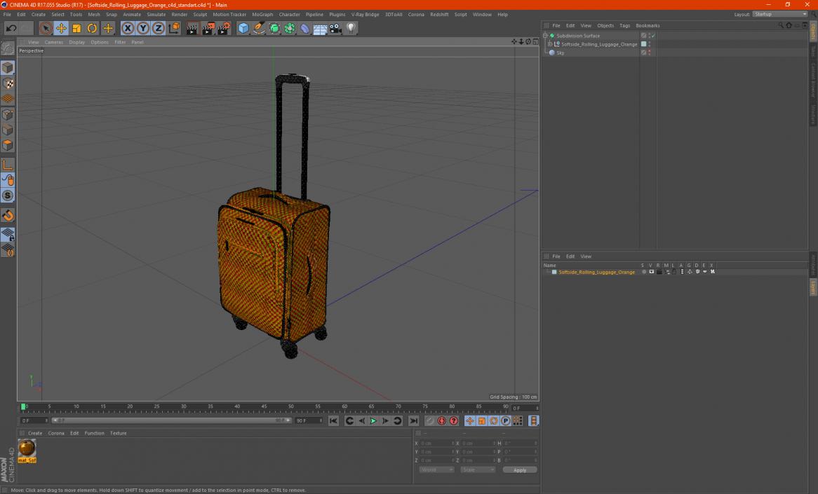 3D Softside Rolling Luggage Orange