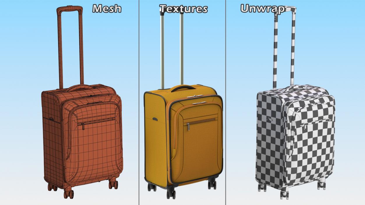 3D Softside Rolling Luggage Orange