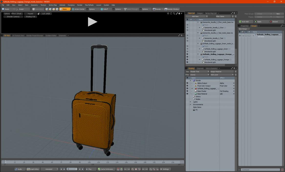 3D Softside Rolling Luggage Orange