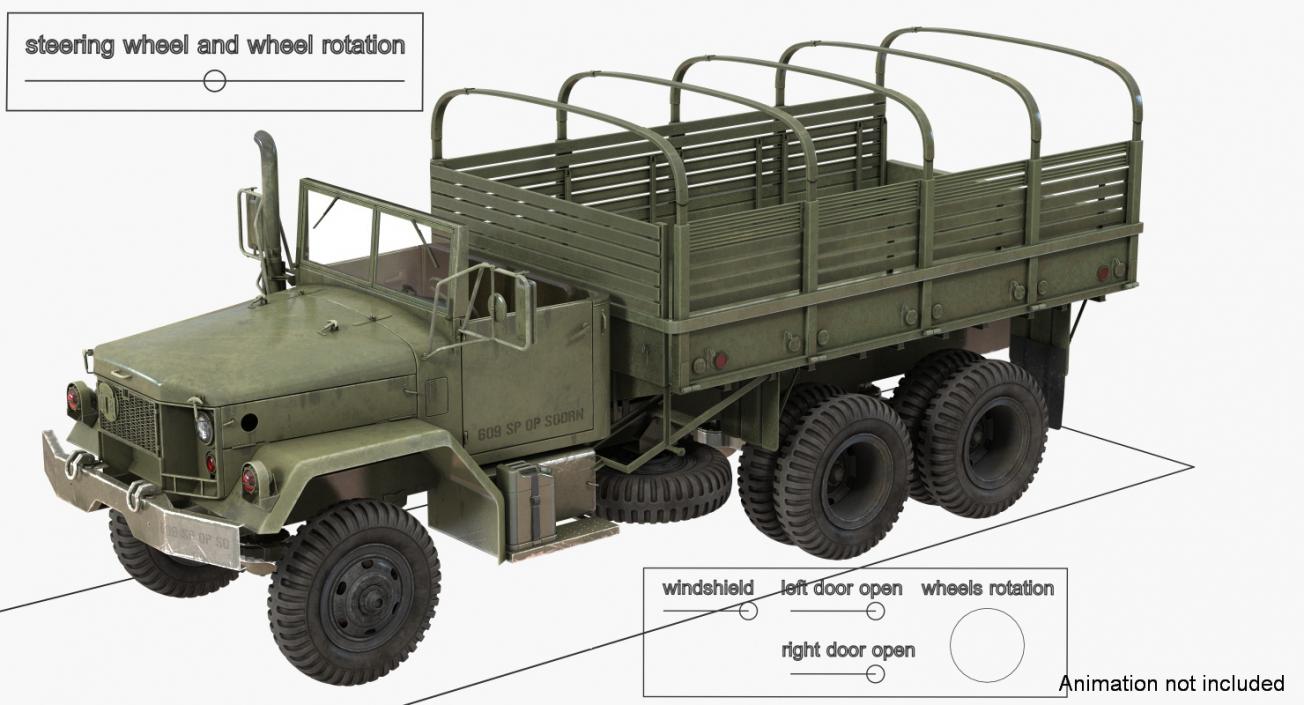 Cargo Truck M35 Rigged 3D