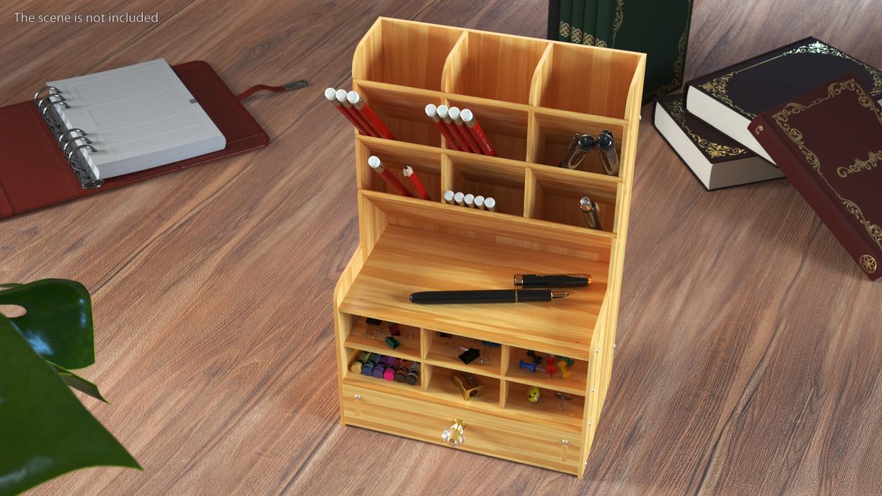 3D Desk Stationery Organizer with Office Supplies