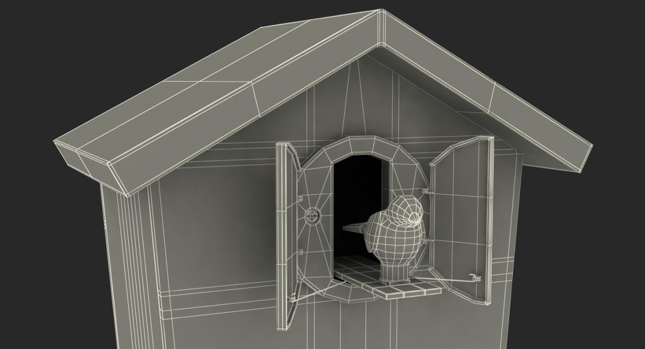 3D Automated Cuckoo Clock Red Rigged model