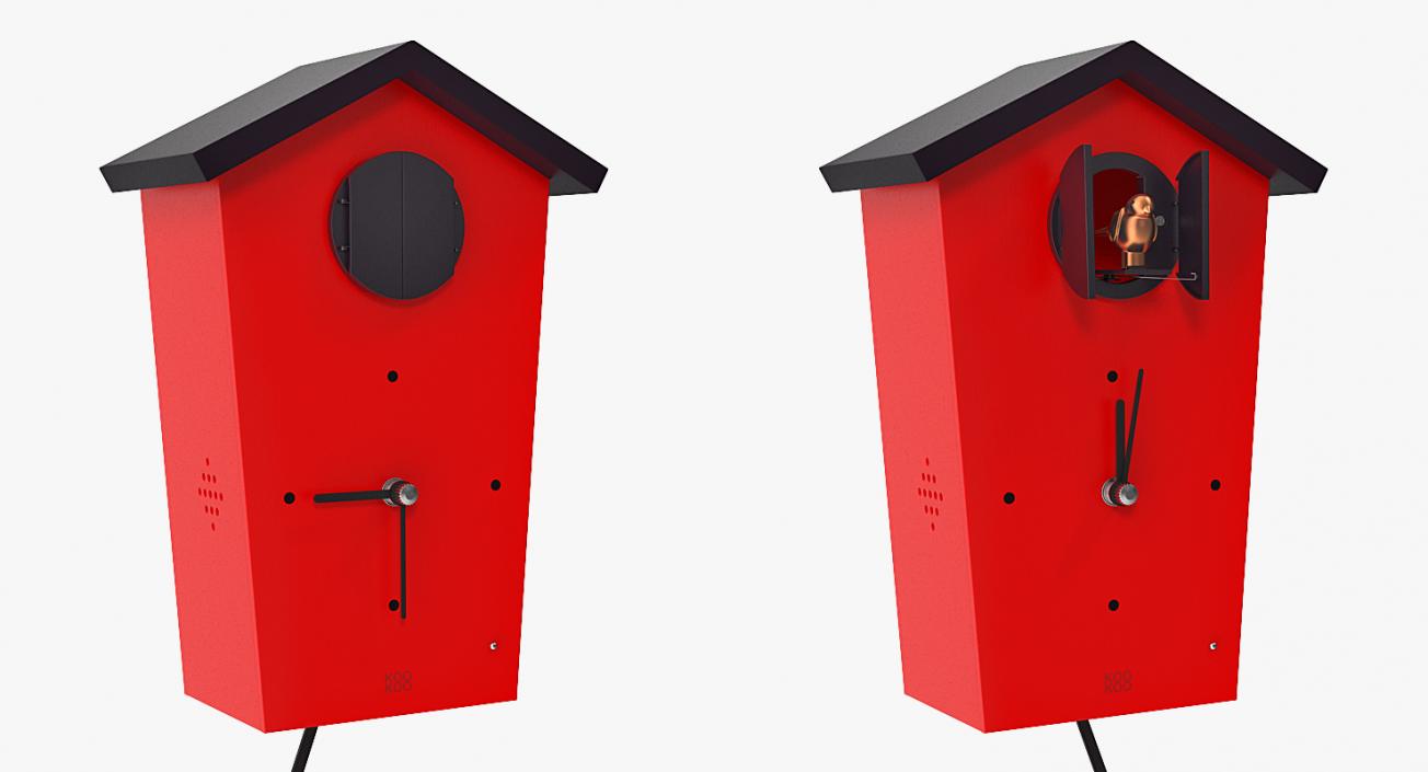 3D Automated Cuckoo Clock Red Rigged model