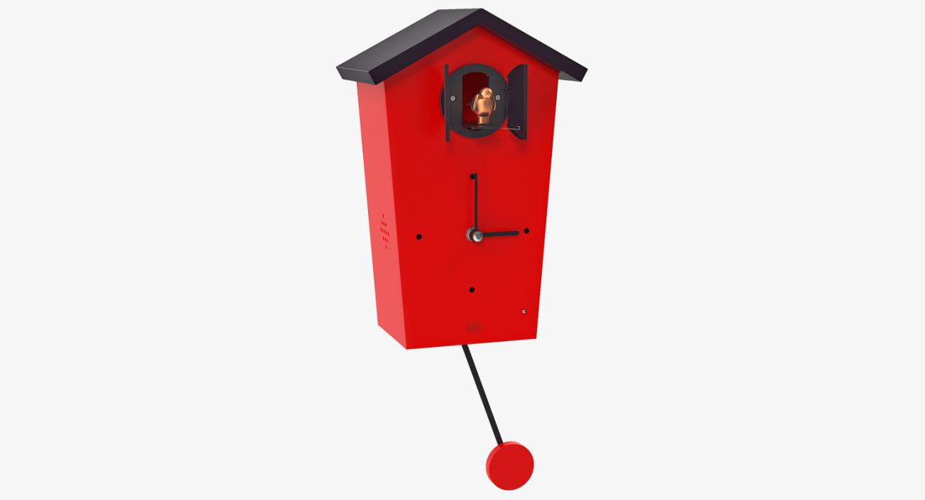 3D Automated Cuckoo Clock Red Rigged model