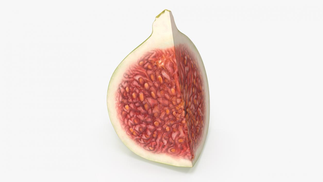 3D Green Fig Fruit Quarter model