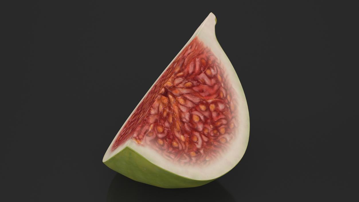 3D Green Fig Fruit Quarter model