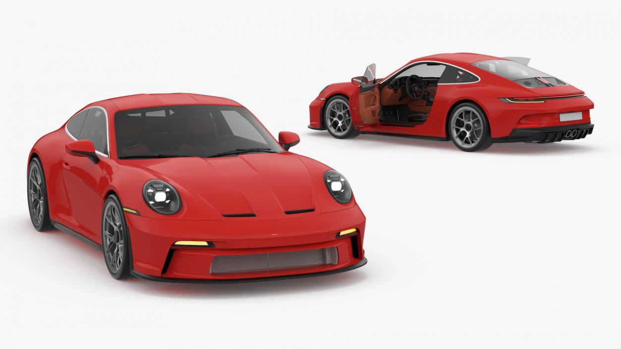 Modern Sport Car Red Rigged 3D