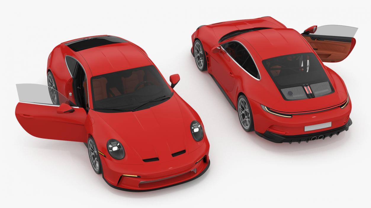 Modern Sport Car Red Rigged 3D