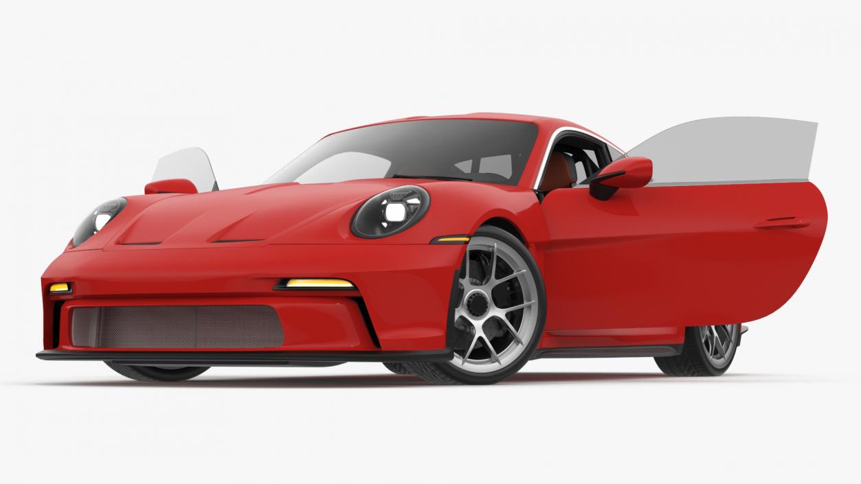 Modern Sport Car Red Rigged 3D