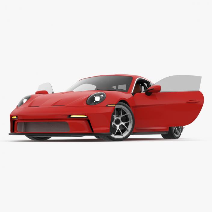 Modern Sport Car Red Rigged 3D