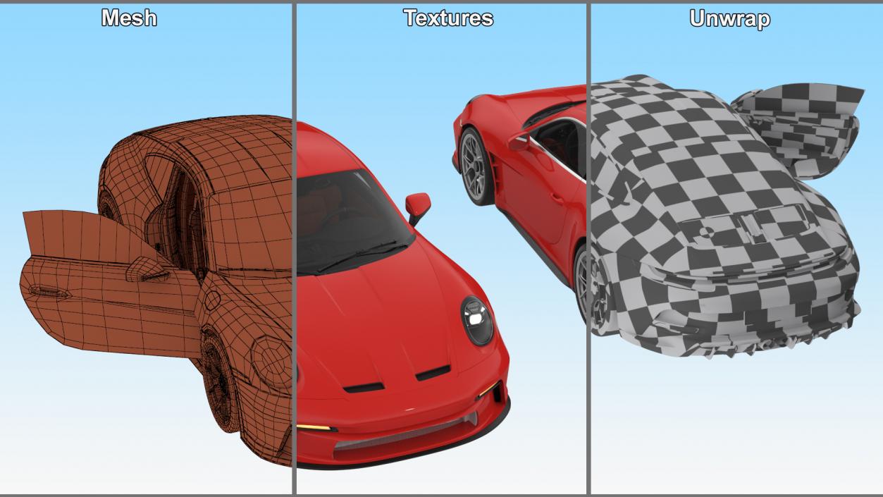 Modern Sport Car Red Rigged 3D