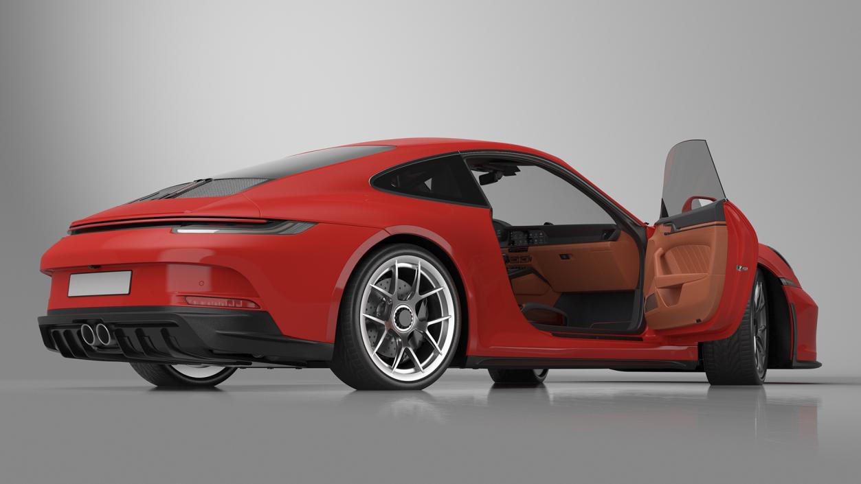 Modern Sport Car Red Rigged 3D