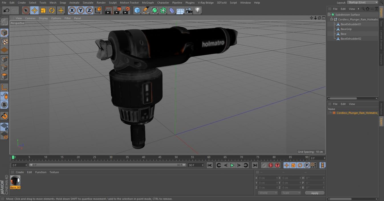 3D model Cordless Plunger Ram Holmatro PRA50