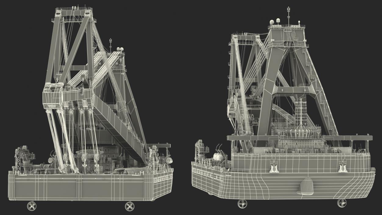 Floating Crane Ship 3D model