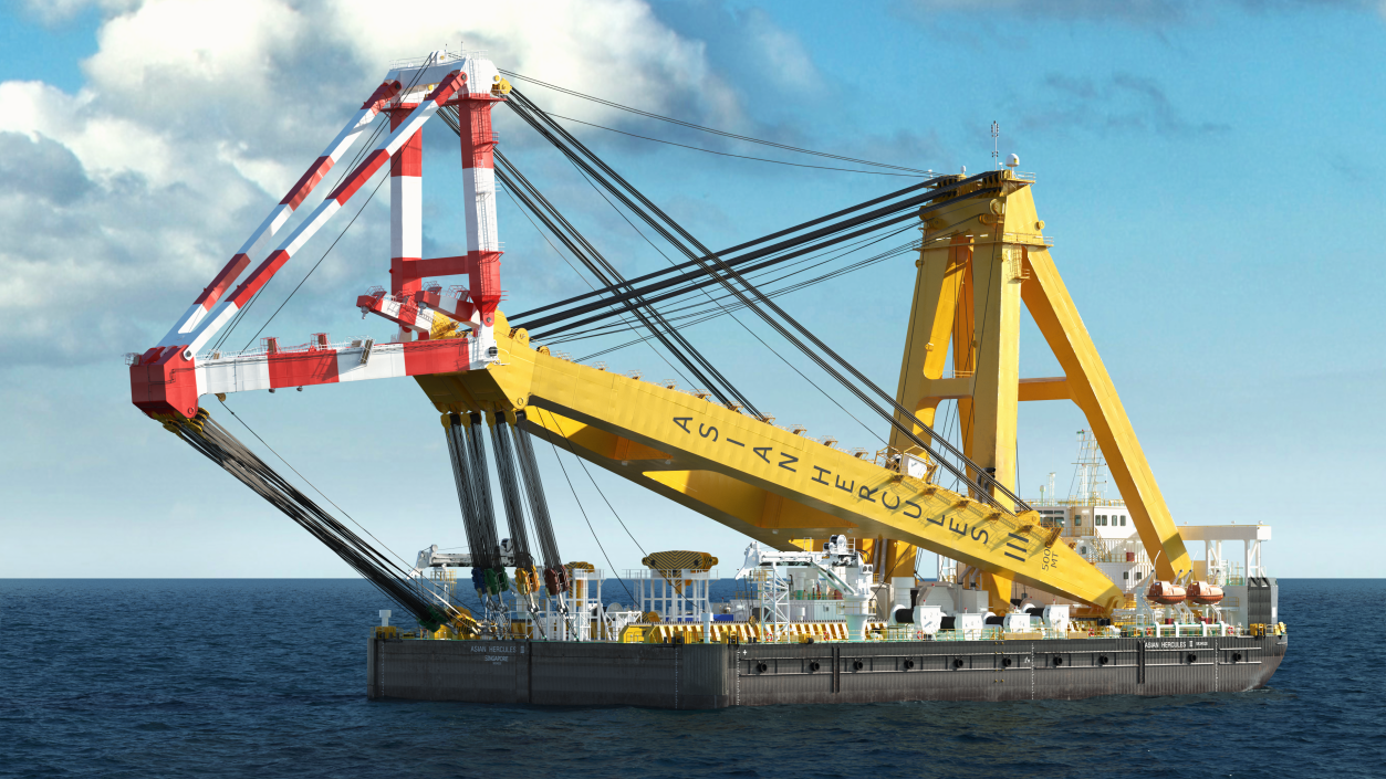 Floating Crane Ship 3D model