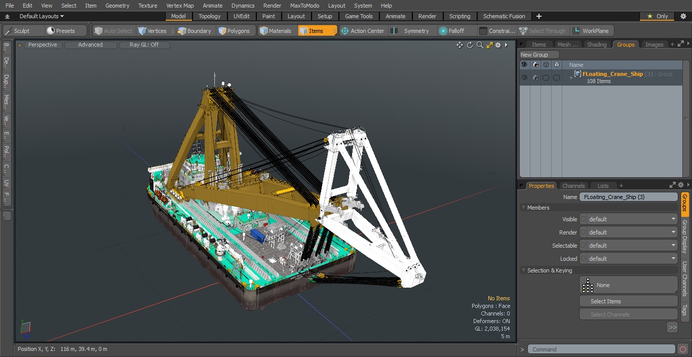 Floating Crane Ship 3D model